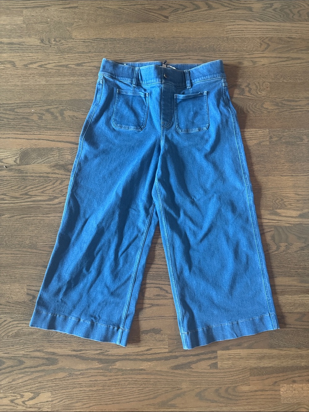 SPANX Blue Wide-Leg Cropped Jeans Jeggings